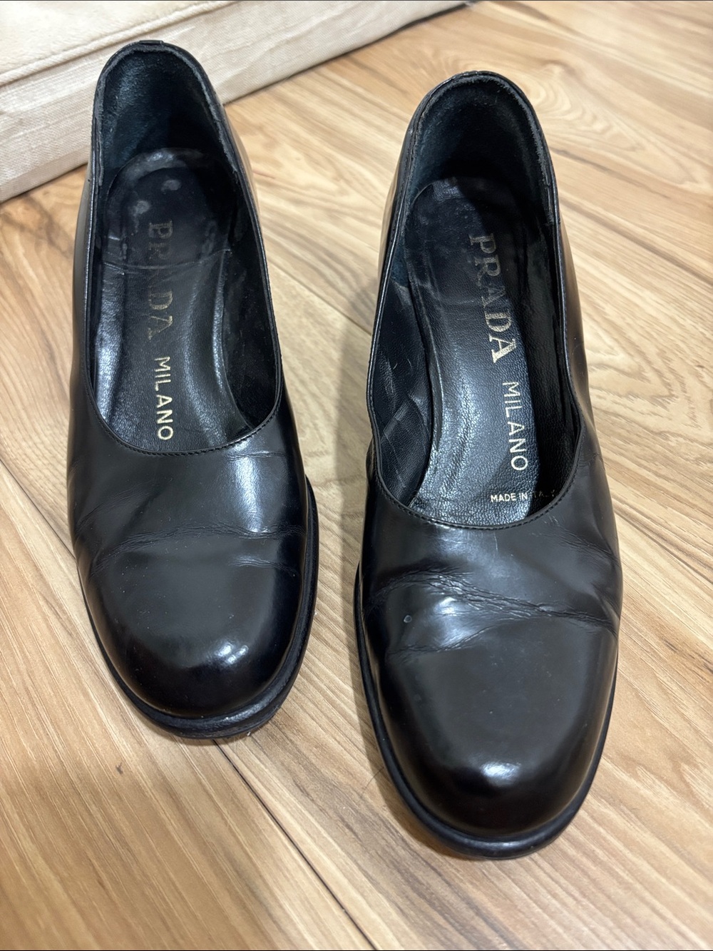 Prada Black Patent Leather Women's Heels